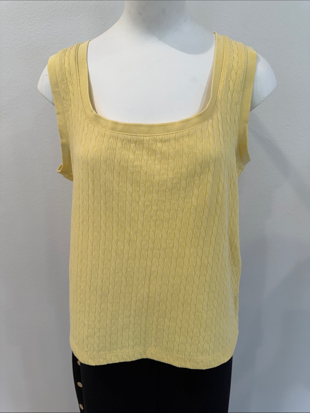 Lauren Ralph Lauren Pale Yellow Cable-Knit Tank Top Sz M
